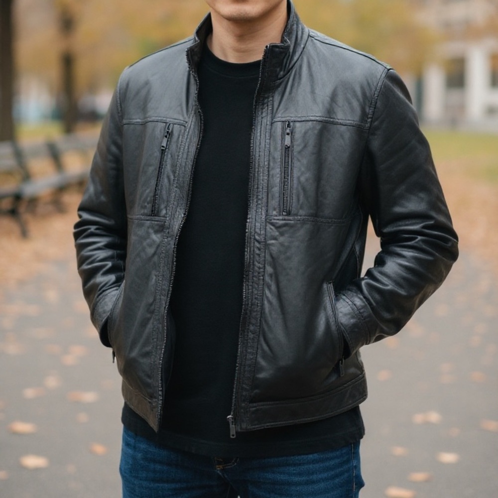 Calvin Klein black faux Leather jacket